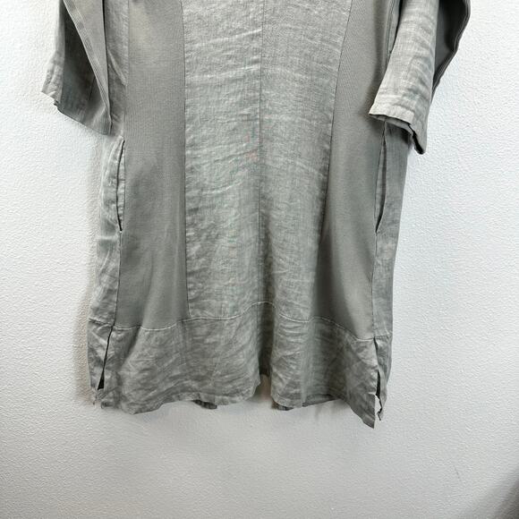 Inizio Linen Button Front Long Line Jacket Gray Small - Picture 6 of 12